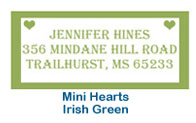 Address labels mini hearts irish green custom printed cheap personalized