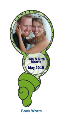 Custom Wedding Photo Book Worm Bookmark Book Worm