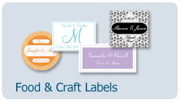 food and craft labels, custom-designed printed labels, envelope seals, favor tags and coasters to create beautiful personalized food or craft gifts, bath creations, wedding and party favors