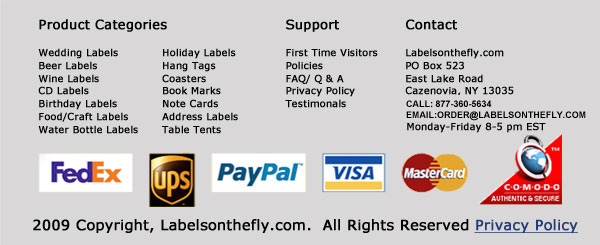custom designed wedding, beer, wine, holiday, food and craft labels and stickers footer