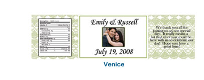 customized elegant venice water bottle labels