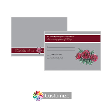 Floral Sweet Botanical Rose 5 x 3.5 RSVP Enclosure Card - Reception