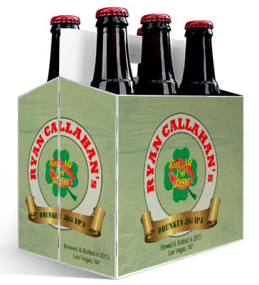 6 Pack Carrier I am Irish includes plain 6 pack carrier and custom pre-cut labels