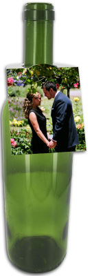 Photo Rounded Wedding Wine Bottle Tag