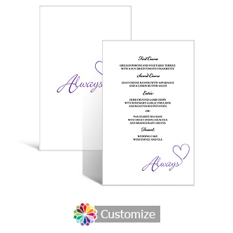 Always Swirly 5 x 7.875 Rectangle Flat Wedding Menu