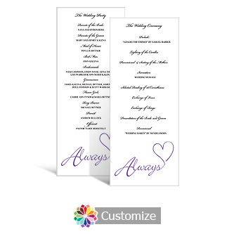 Always Swirly 3.625 x 8.875 Tea-Length Wedding Program