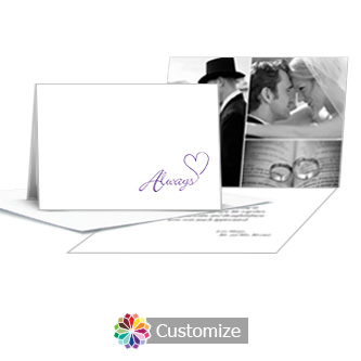 Always Swirly Wedding Thank You Card With Photo and Custom Greeting