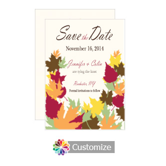 Autumn Leaves Save the Date Wedding Card 4.5 x 6.25