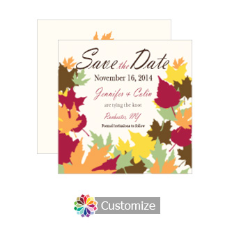 Autumn Leaves Save the Date Wedding Card 5.25