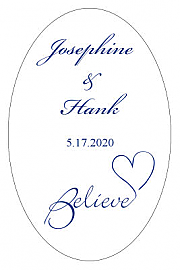 Believe Swirly Large Oval Wedding Labels