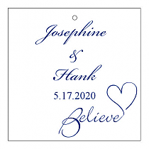 Believe Swirly Square Favors Wedding Hang Tag