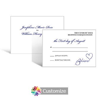 Believe Swirly 5 x 3.5 RSVP Enclosure Card - Reception