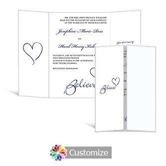 Believe Swirly 5 x 7 Gate-Fold Wedding Invitation