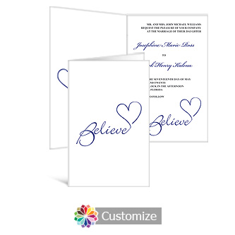 Believe Swirly 5 x 7.875 Half-Fold Wedding Invitation