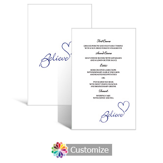 Believe Swirly 5 x 7.875 Rectangle Flat Wedding Menu