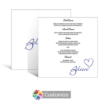 Believe Swirly 5.875 x 5.875 Square Wedding Menu