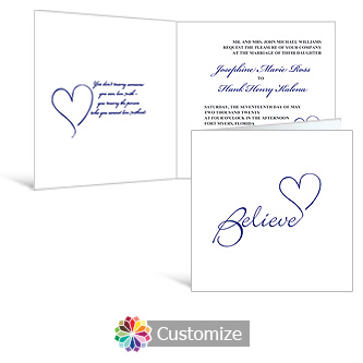 Believe Swirly 6 x 6 Square Folded Wedding Invitation