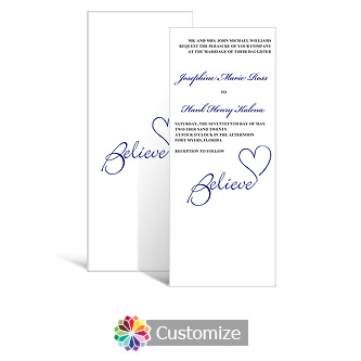 Believe Swirly 3.625 x 8.875 Tea-Length Wedding Invitation