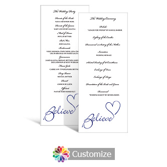 Believe Swirly 3.625 x 8.875 Tea-Length Wedding Program