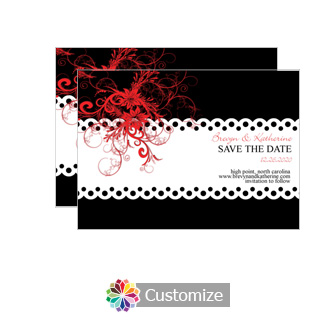 Black Swirls Save the Date Wedding Card 4.5 x 6.25