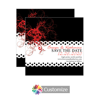 Black Swirls Save the Date Wedding Card 5.25