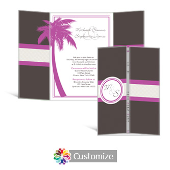 Caribbean Beach 5 x 7 Gate-Fold Wedding Invitation