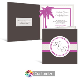 Caribbean Beach 6 x 6 Square Folded Wedding Invitation