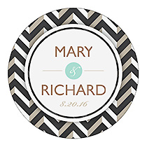 Chalkboard Chevron Big Circle Wedding Label