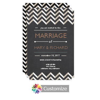 Elegant Chalkboard Chevron Wedding Invitation Card 5 x 7.875