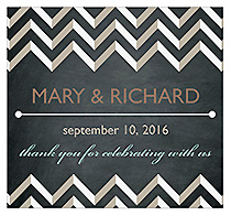 Chalkboard Chevrom Square Wedding Label