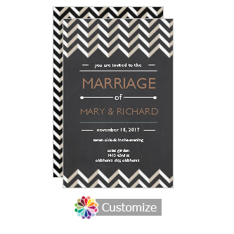 Chalkboard Chevron Wedding Invitation Card 5 x 7.875