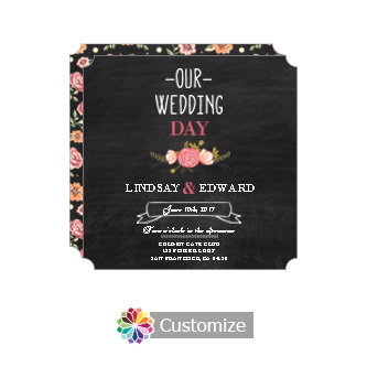 Elegant Floral Chalkboard Square Wedding Invitation Card 5.875 x 5.875