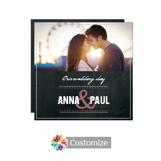 Romantic Photo Chalkboard Style Flat Square Wedding Invitation 5.875 x 5.875