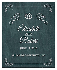 Chalkboard Rings Vertical Big Rectangle Wedding Labels