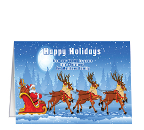 Christmas Holiday Sleigh Running Through Cards 7.875" x 5.50" w-envelope