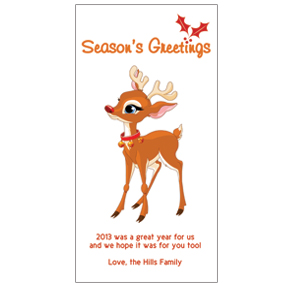 Christmas Baby Rudolph Season's Greetings Cards  4" x 8" w-envelope