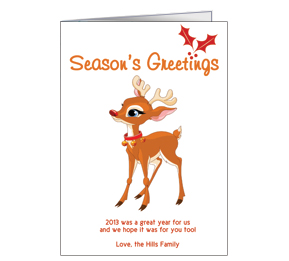 Christmas Baby Rudolph Season's Greetings Cards  5.50" x 7.875" w-envelope