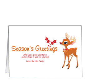 Christmas Baby Rudolph Season's Greetings Cards 7.875" x 5.50"  w-envelope