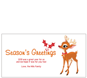 Christmas Baby Rudolph Season's Greetings Cards  8" x 4" w-envelope