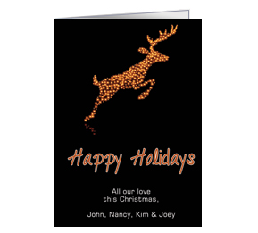 Christmas Black Glowing Reindeer Cards  5.50" x 7.875" w-envelope