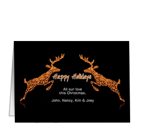 Christmas Black Glowing Reindeer Cards  7.875" x 5.50" w-envelope 