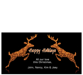 Christmas Black Glowing Reindeer Cards  8" x 4" w-envelope