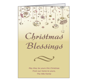 Christmas Card w-Envelope 5.50" x 7.875" Christmas Blessing Small Ornaments Business Style