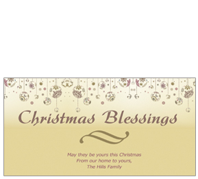 Christmas Card w-Envelope 8" x 4" Christmas Blessing Small Ornaments Business style