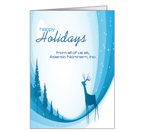 Christmas Blue Abstract Reindeer with Landscape Cards  5.50" x 7.875" w-envelope