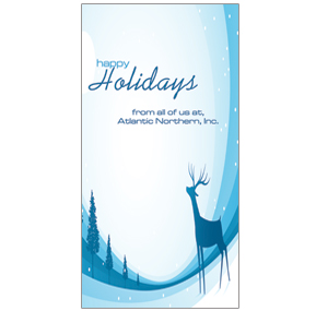 Christmas Blue Abstract Reindeer with Landscape Cards  4" x 8" w-envelope