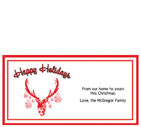 Christmas Happy Holidays Reindeer Antlers Cards  8" x 4" w-envelope