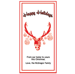 Christmas Happy Holidays Reindeer Antlers Cards  4" x 8" w-envelope