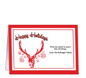 Christmas Happy Holidays Reindeer Antlers Cards  7.875" x 5.50" w-envelope 