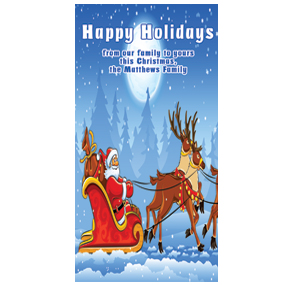 Christmas Holiday Sleigh Running Through Cards  4" x 8" w-envelope